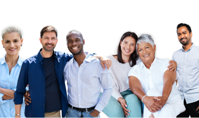 a group of six men and women